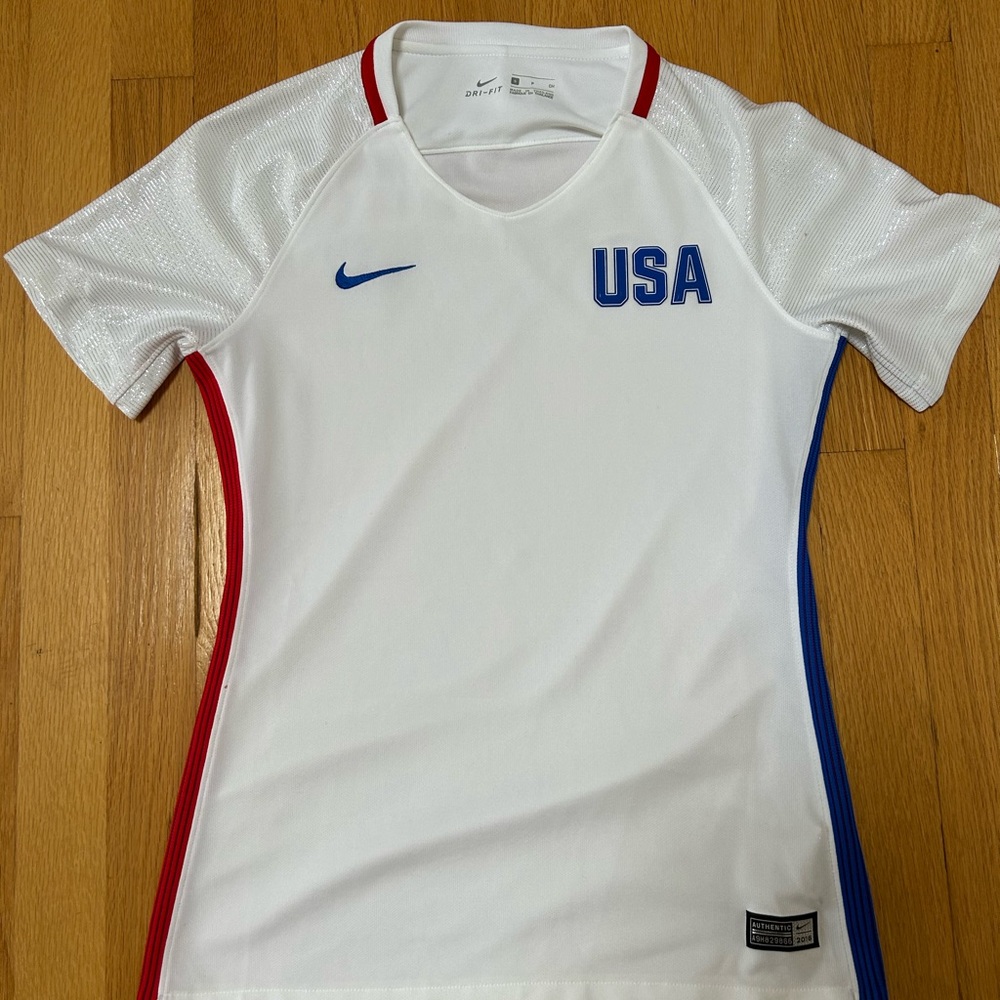Nike White Soccer Jersey with Red and Blue Accents